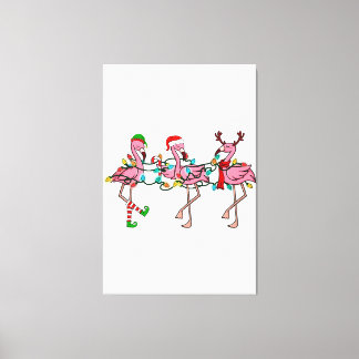 Kerstlampjes Roze Flamingo Santa Hat Holiday X Canvas Afdruk