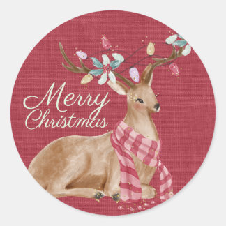 kerstlamprenrenrenrendier ronde sticker