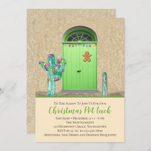 Kerstlampvoet - Zuidwestelijke Cactus-feestdag Kaart (Voorkant / Achterkant)