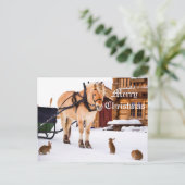 Kerstland boerderij laat dierproeven met vrienden  feestdagenkaart (Staand voorkant)