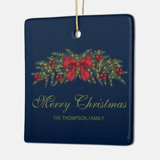 Kerstland met een rode buik en Baubles Keramisch Ornament (Links)