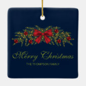 Kerstland met een rode buik en Baubles Keramisch Ornament (Achterkant)