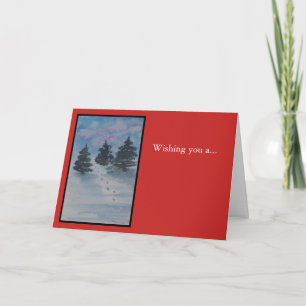 Kerstlandschap Rood Feestdagen Kaart