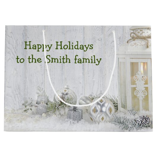 Kerstlantaarn en Ornamenten Groot Cadeauzakje (Voorkant)