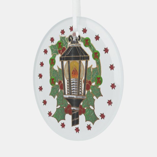 kerstlantaarn glas ornament (Voorkant links)