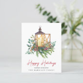 Kerstlantaarn groen budget Kerstkaart (Staand voorkant)