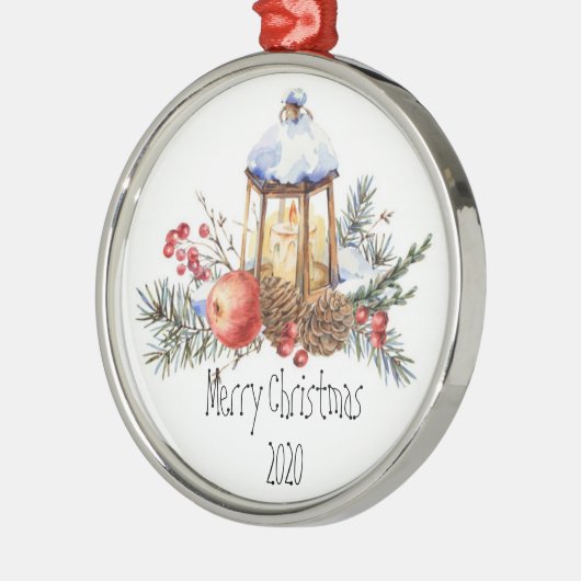 Kerstlantaarn Holly Pine Apple Custom Dated Ce Metalen Ornament (Links)
