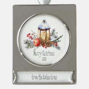 Kerstlantaarn Holly Pine Apple op maat Verzilverd Banner Ornament