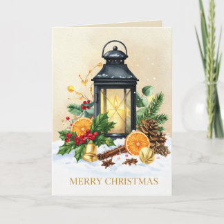 Kerstlantaarn met een gezellige kerstsfeer kaart