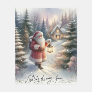 Kerstlantaarn Wandel Winterhuisje Scene Fleece Deken