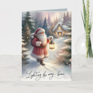 Kerstlantaarn Wandelroute Winter Cottage Scene Kaart