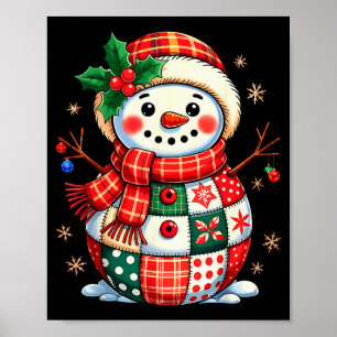 Kerstlapjes Sneeuwman - Gewatteerde Kerstsfeer Poster