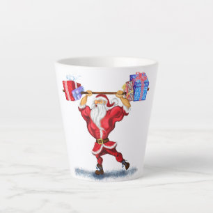 Kerstlatte Mok Bodybuilder Santa met cadeaus