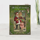 Kerstlegantie - kerstman en kinderen. feestdagen kaart (Voorkant)