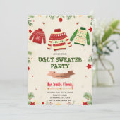 Kerstlelijke sweater-uitnodiging kaart (Staand voorkant)