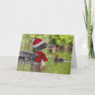 Kerstleoon en chick feestdagen kaart