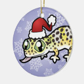 Kerstleopard Gecko Keramisch Ornament (Links)