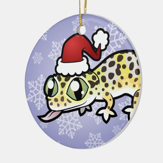 Kerstleopard Gecko Keramisch Ornament (Links)
