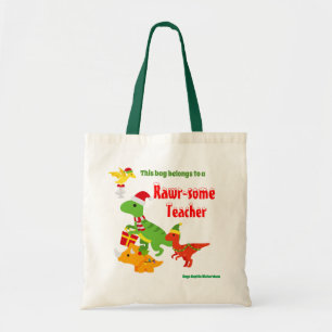 kerstleraar appreciatie Kinderen Dinosaur Tote Bag
