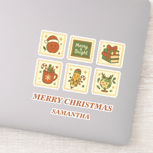 Kerstleraar Collage Stickers (Detail)