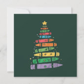 Kerstleraar Crayon Tree Schattigee kerstverlichtin Kaart (Voorkant)