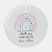 Kerstleraar Dank u gepersonaliseerde Hero Gift Glas Ornament (Voorkant)