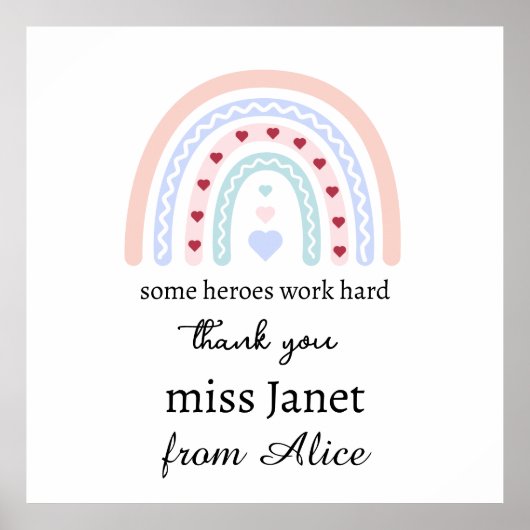 Kerstleraar Dank u gepersonaliseerde Hero Gift Poster (Voorkant)