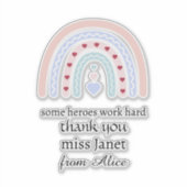 Kerstleraar Dank u gepersonaliseerde Hero Gift Sticker (Voorkant)