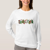 Kerstleraar feestbrieven t-shirt (Voorkant)
