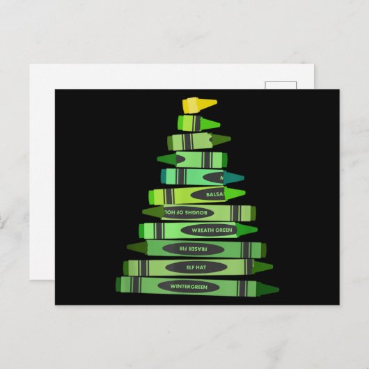 Kerstleraar Gif Crayon Tree Briefkaart (Voorkant / Achterkant)