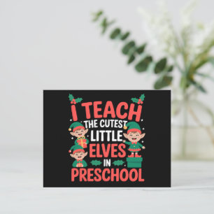 Kerstleraar Ik Leer Cute Elfen Kleuterschool Feestdagenkaart
