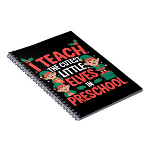 Kerstleraar Ik Leer Cute Elfen Kleuterschool Notitieboek