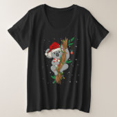 Kerstleraar kerstman Koala Santa Sleigh Grote Maat T-shirt (Design voorkant)