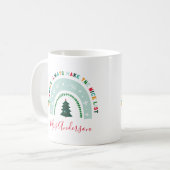 Kerstleraar regenboog leuk cadeau koffiemok (Voorkant links)