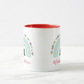 Kerstleraar regenboog leuk cadeau mok (Midden)