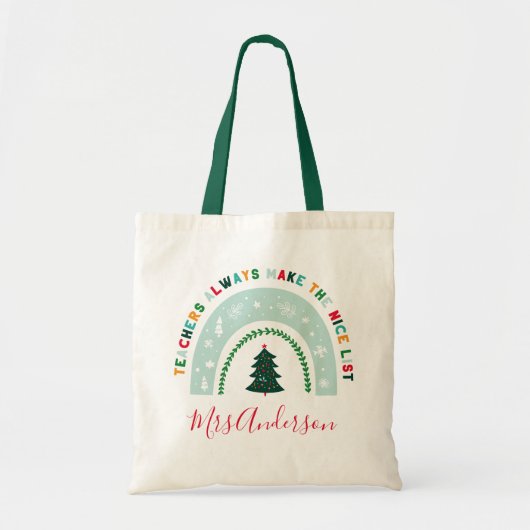 Kerstleraar regenboog leuk cadeau tote bag (Voorkant)