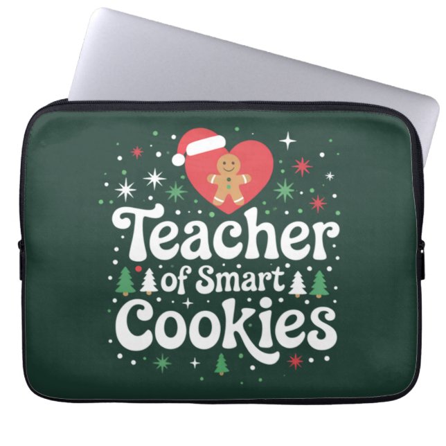Kerstleraar van slimme koekjes laptop sleeve (Voorkant)