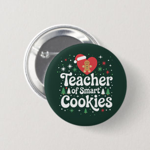 Kerstleraar van slimme koekjes ronde button 5,7 cm