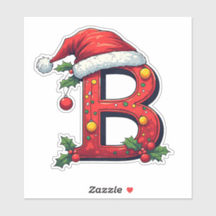 🎄 Kerstletter B-sticker voor kerstcadeautags Sticker