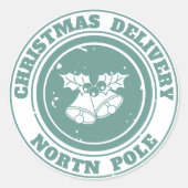 Kerstlevering Poststempel Noordpool Ronde Sticker (Voorkant)