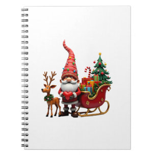 Kerstlicht Gnome Kerstman Slede Rijden Hoog Notitieboek