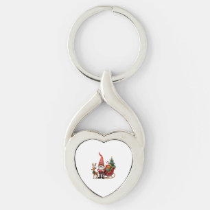Kerstlicht Gnome Kerstman Sleigh Rijden Hoge Sleutelhanger