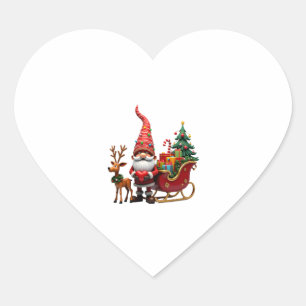 Kerstlicht Gnome Kerstman Sleigh Rijden Hoog Hart Sticker