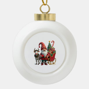 Kerstlicht Gnome Kerstman Sleigh Rijden Hoog Keramische Bal Ornament