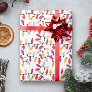 Kerstlicht Koord met oude modebollen Cadeaupapier