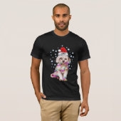 Kerstlicht Maltese hond T-shirt (Voorkant volledig)