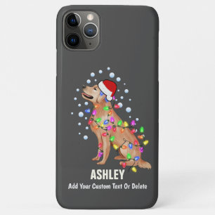 Kerstlicht met sfeer van gouden retriever hond iPhone 11 pro max hoesje
