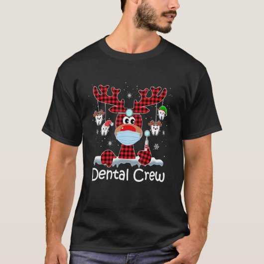 Kerstlicht met tandheelkundig gebit Reindeerrood o T-shirt (Voorkant)