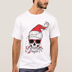 Kerstlicht-Skelet-Schedel T-shirt