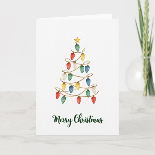 Kerstlichten Boom Kerstdag Kaart (Voorkant)